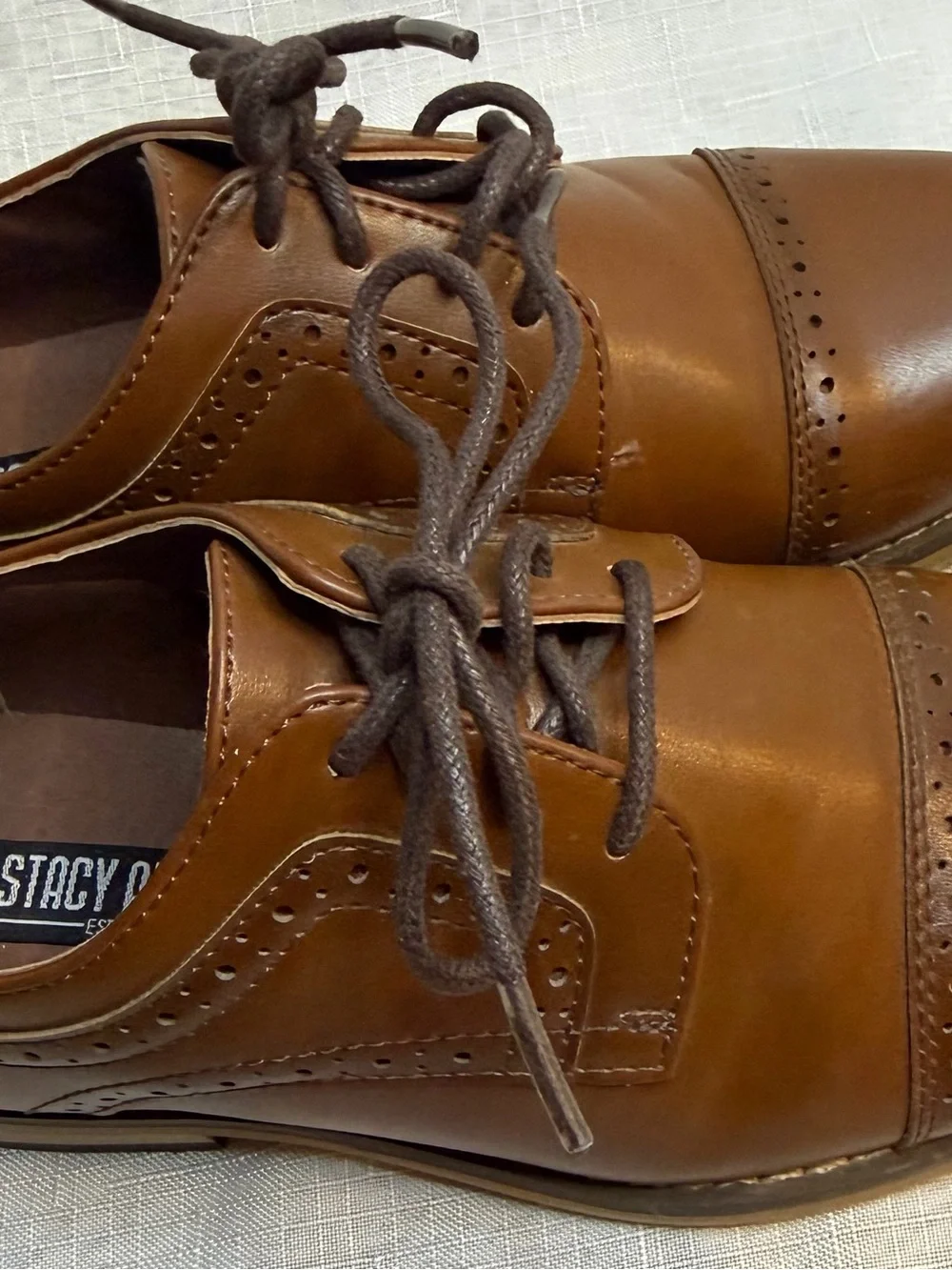 Stacy Adams Boys Cognac Brown Wingtip Brogue Oxford Dress Shoes 13